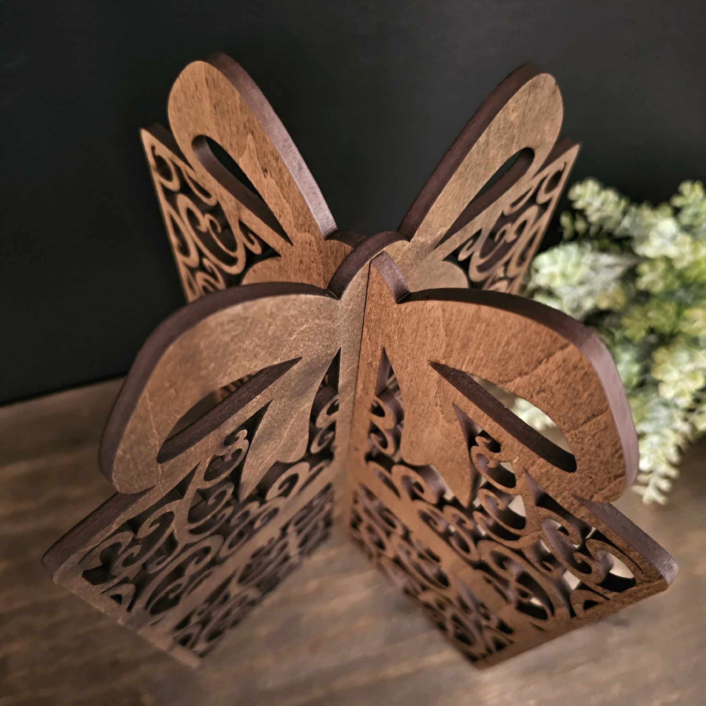 Wood 3D Gift Holiday Christmas Decor Table Filler