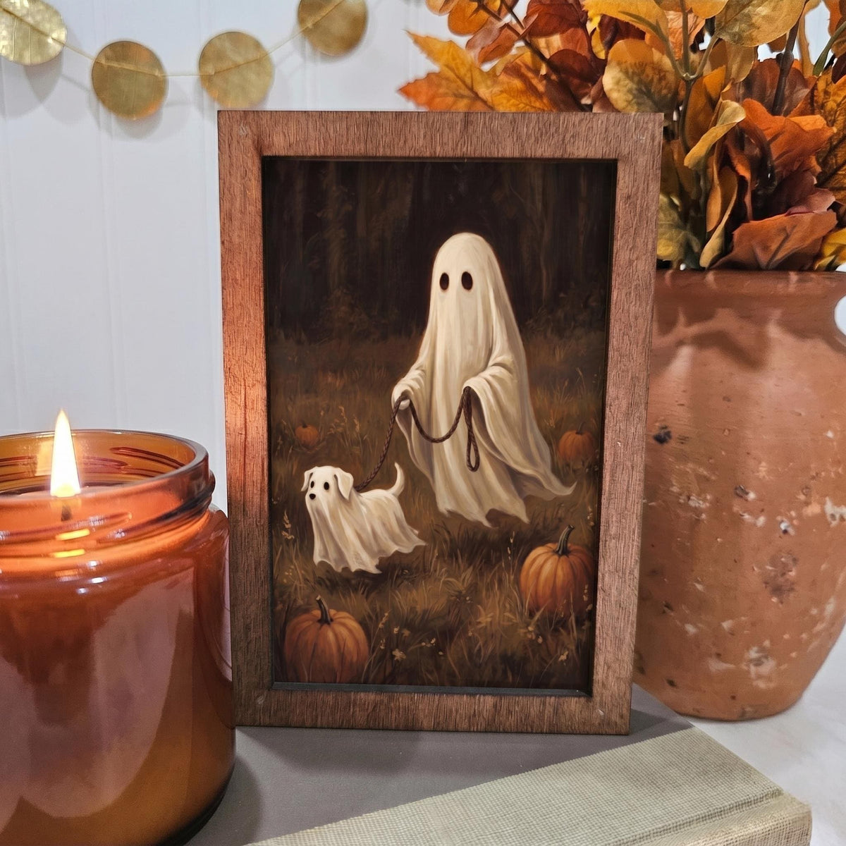 BD Lasers 4x6 wood block sign - Ghost Walking Ghost Dog