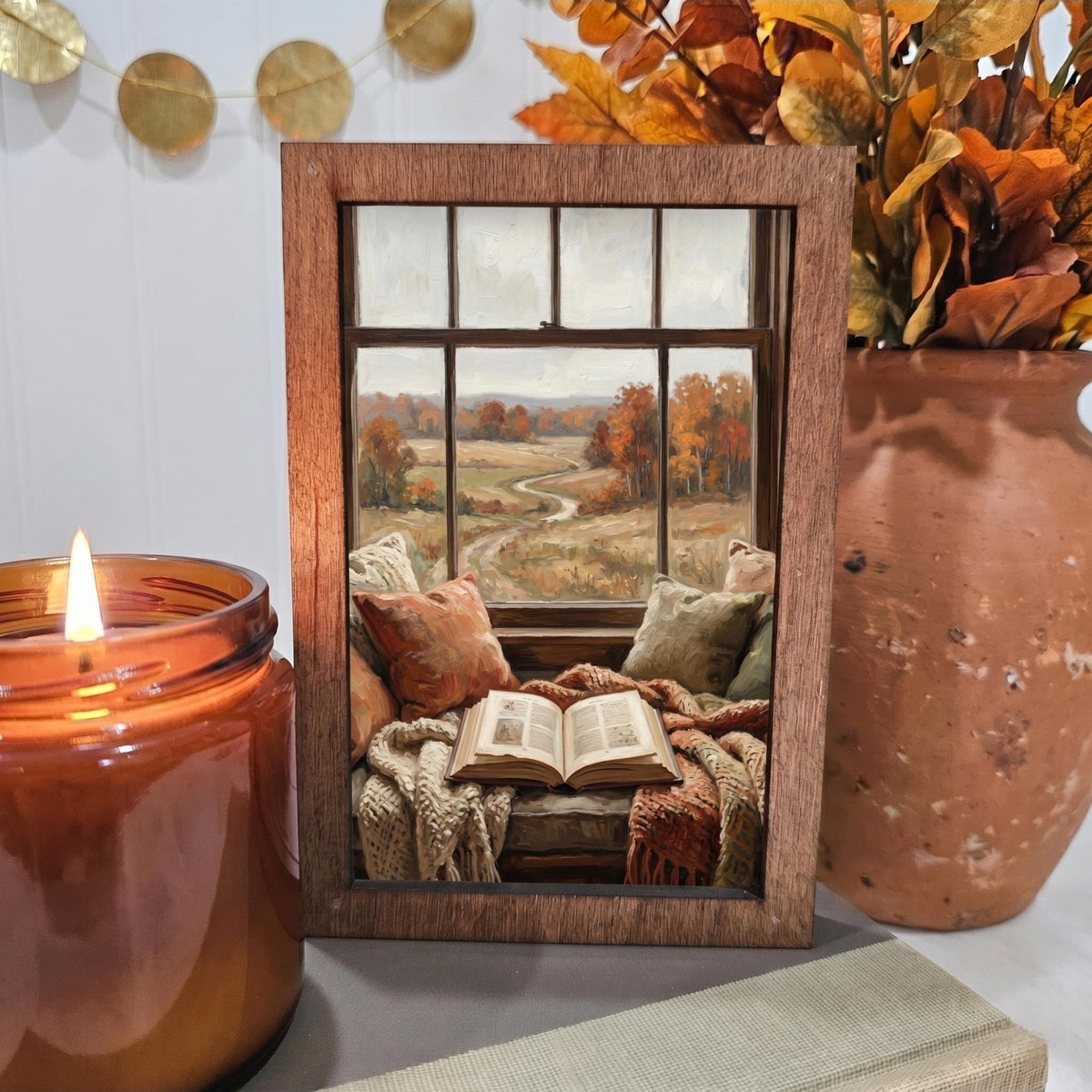 BD Lasers 4x6 wood block sign - Fall Cozy Book Nook Bookish