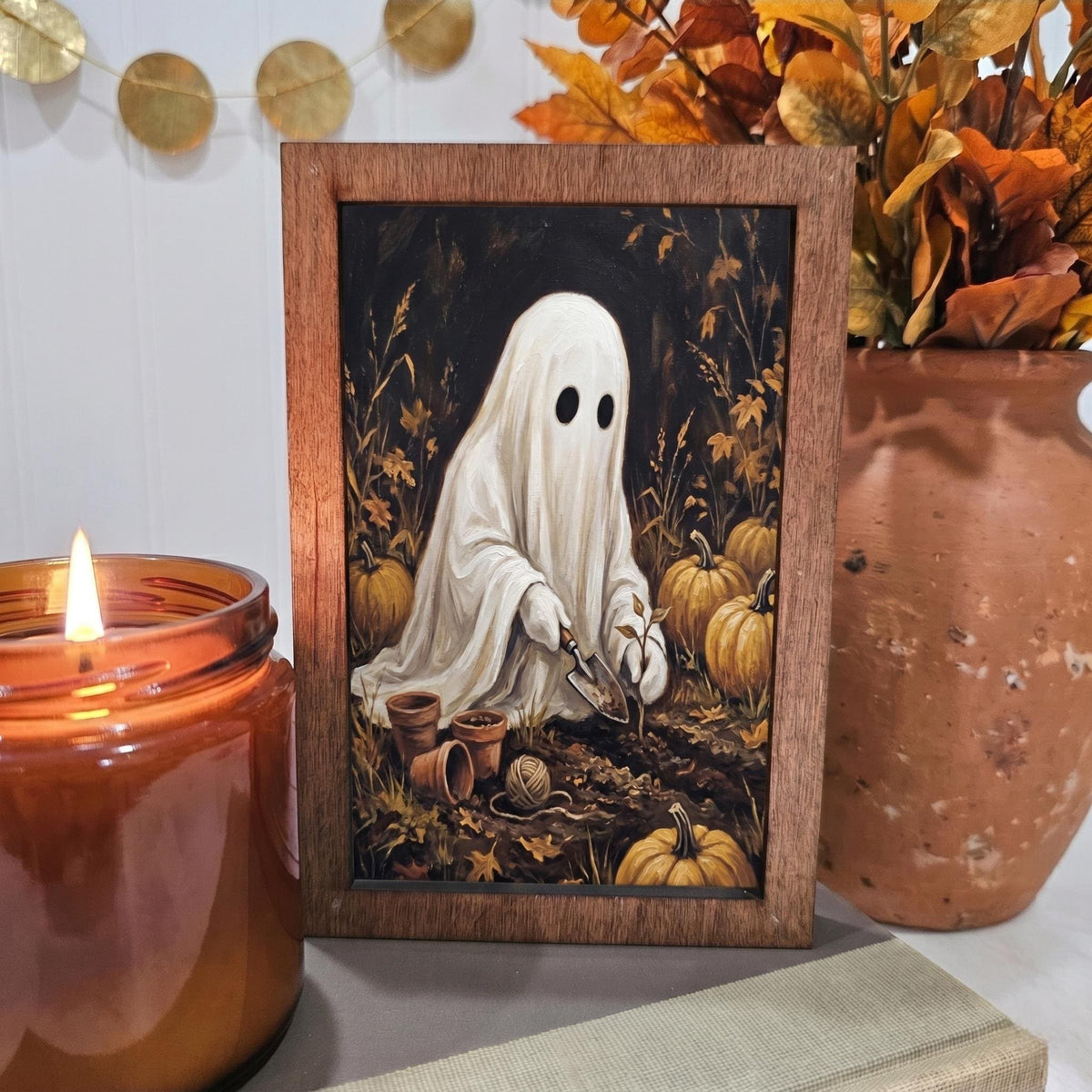 BD Lasers 4x6 wood block sign - Ghost Gardening Fall