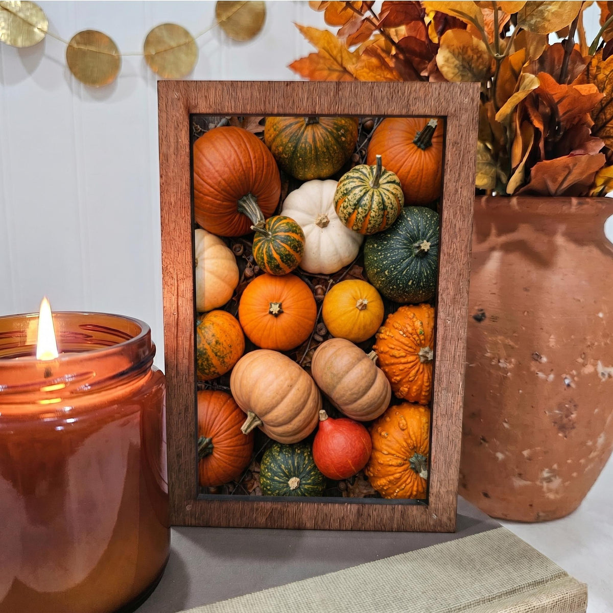 BD Lasers 4x6 wood block sign - Fall Pumpkins Gourds