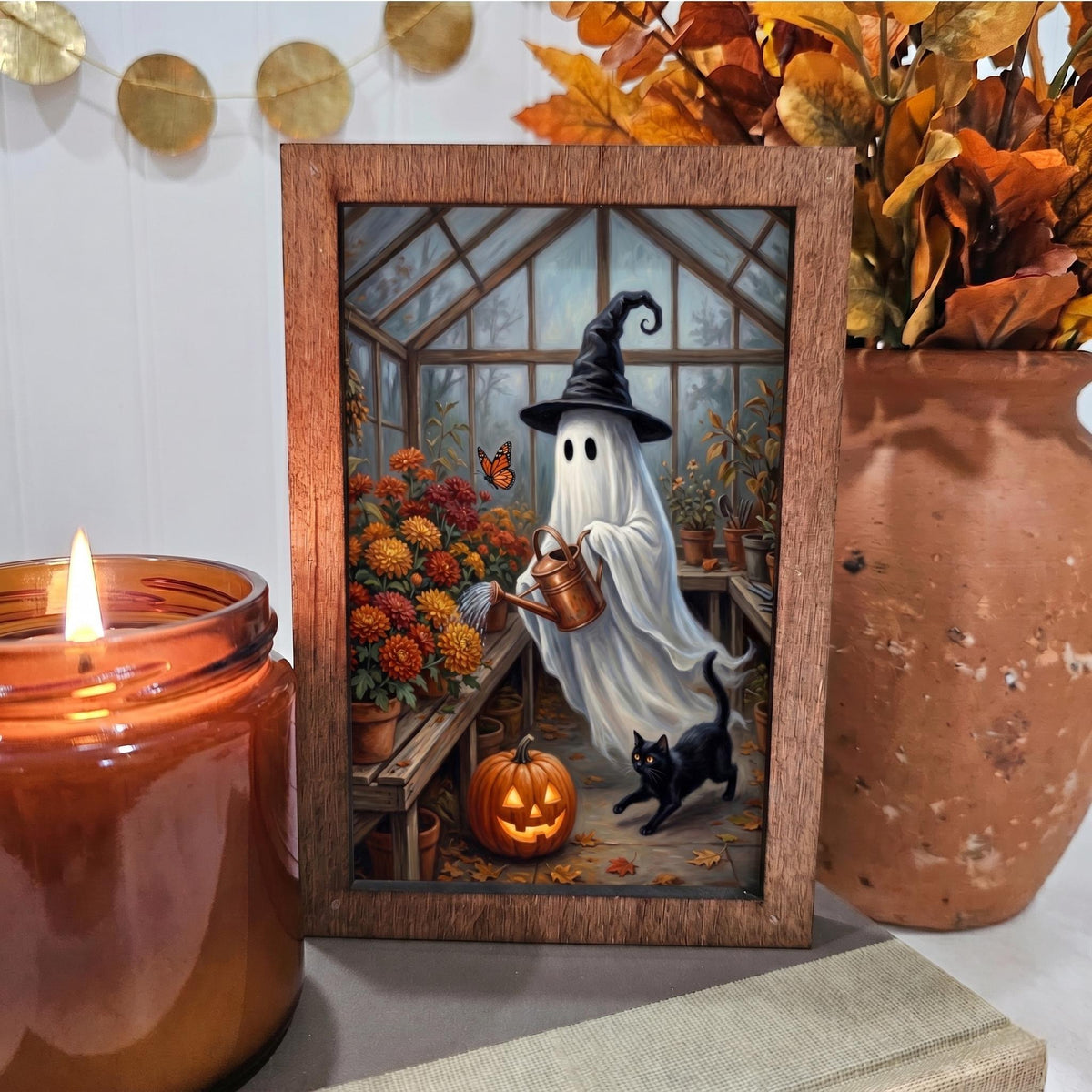 BD Lasers 4x6 wood block sign - Spooky Ghost Greenhouse
