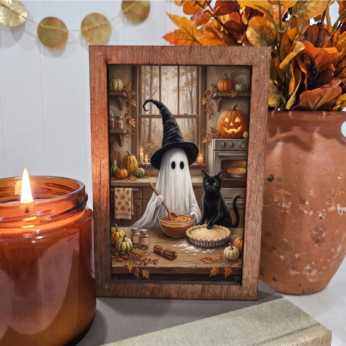 BD Lasers 4x6 wood block sign - Ghost and Cat Baking Pies
