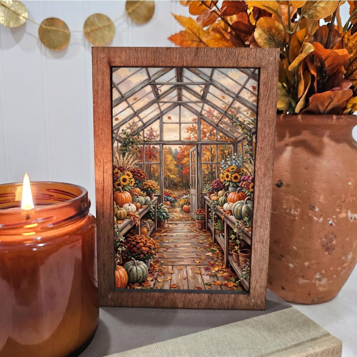 BD Lasers 4x6 wood block sign - Fall Flowers Greenhouse Pumpkins