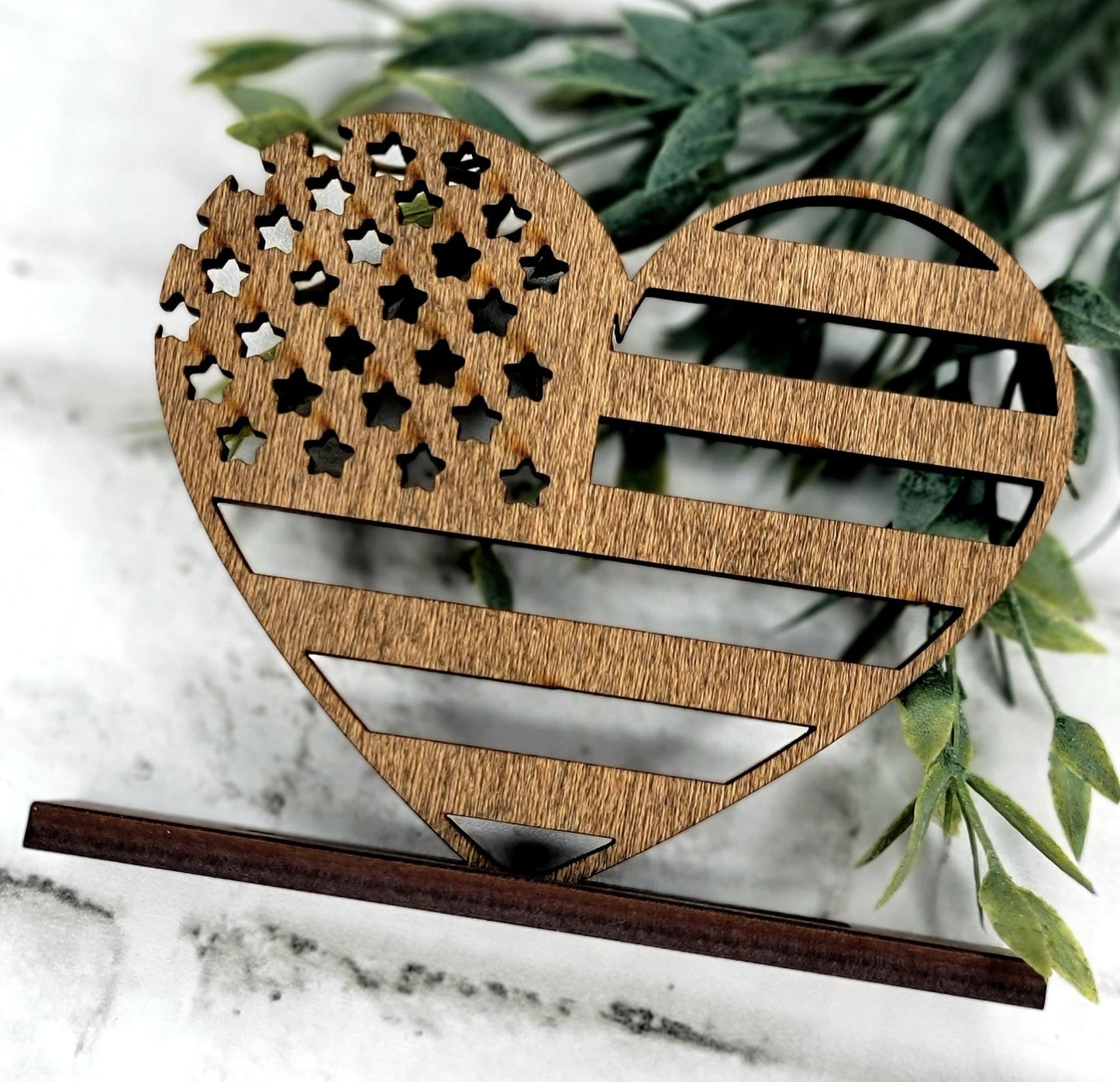 Heart American Flag Tiered Tray Sign