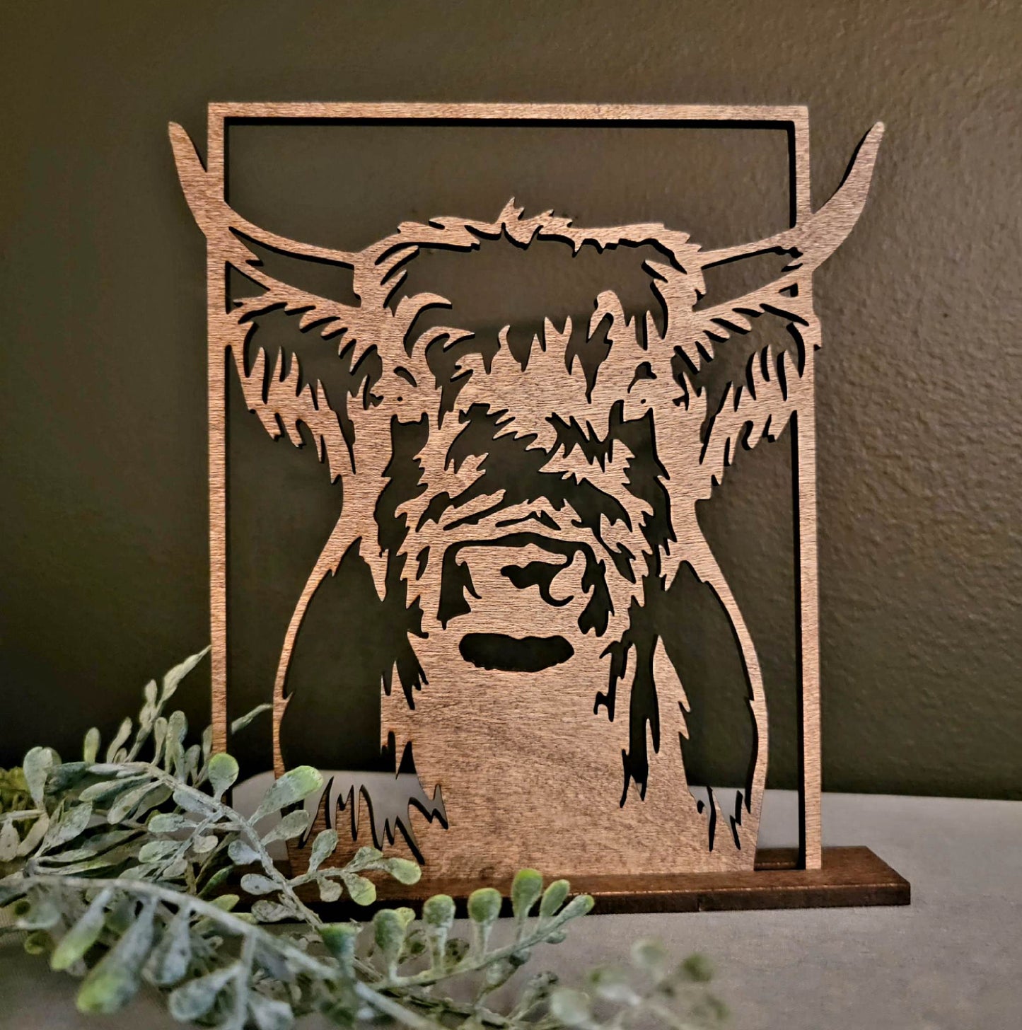 Free-standing Highland Cow Art Sign Rectangular