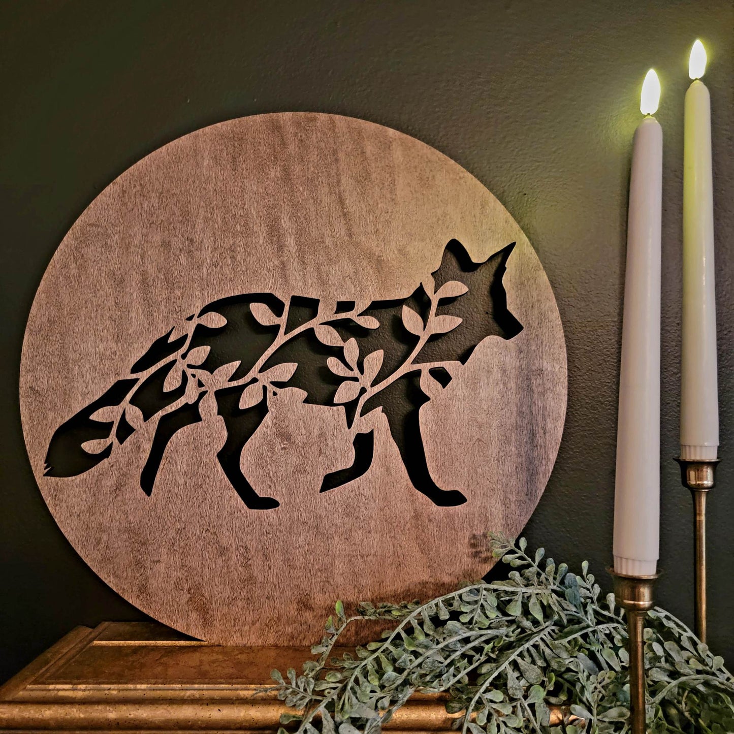 Fox Floral Wall Art 15" Circular
