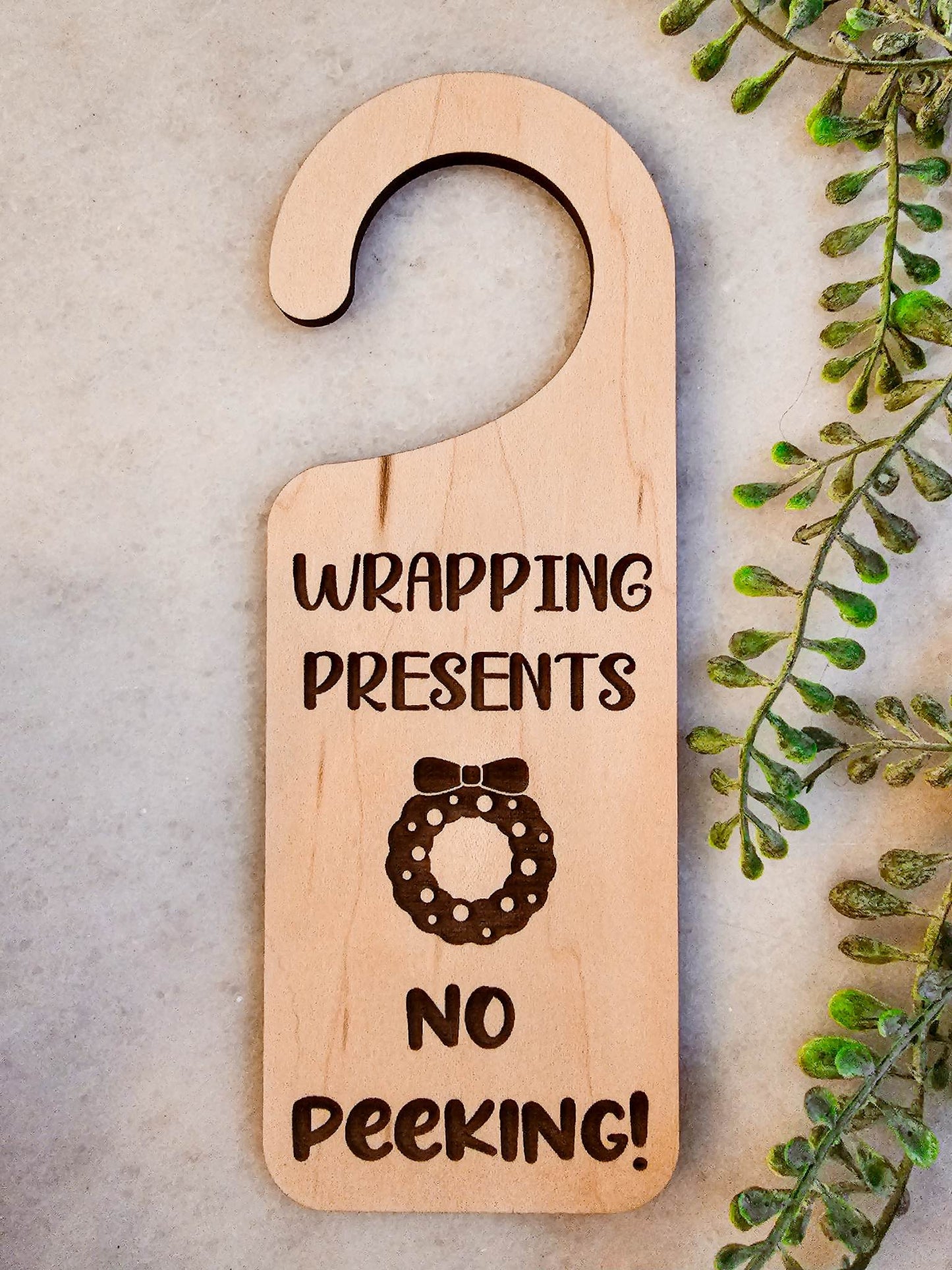 Door Knob Hanger Sign- Wrapping Presents Holiday Christmas
