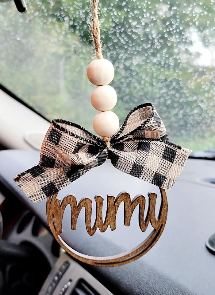 Wooden monogram online car charm