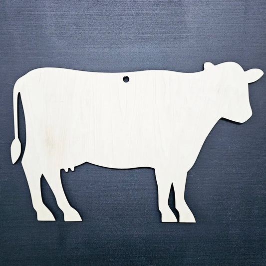 15" Unfinished Wood Full Cow Door Hanger Sign Western Craft