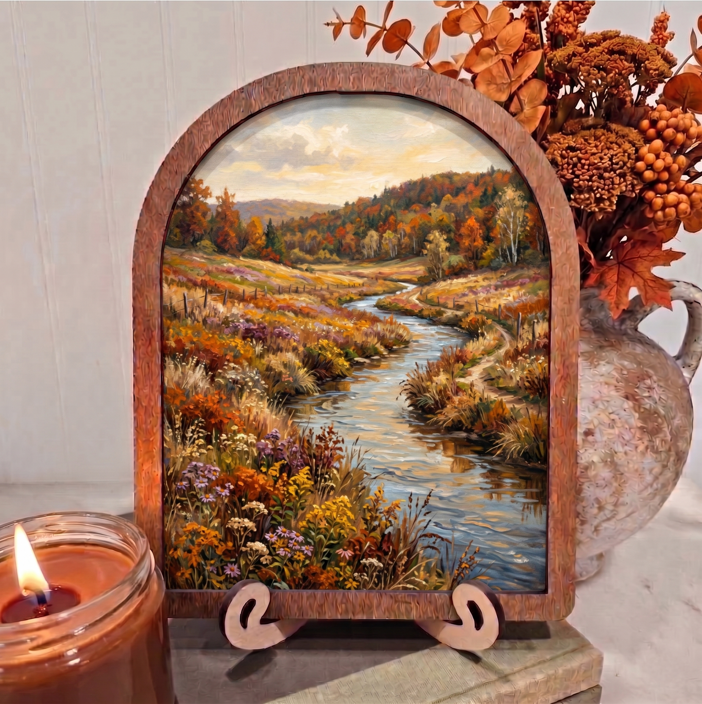 Arch Fall Meadow in the Mountains Framed Art Halloween