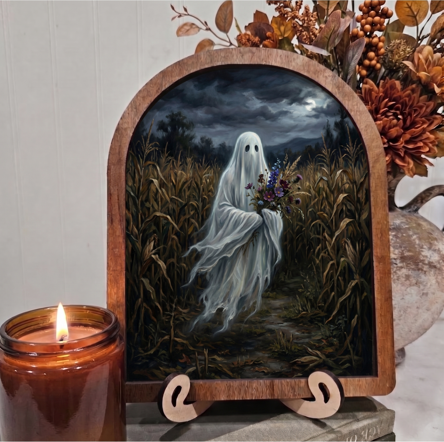Arch Ghost in Corn Field Framed Art Halloween Fall