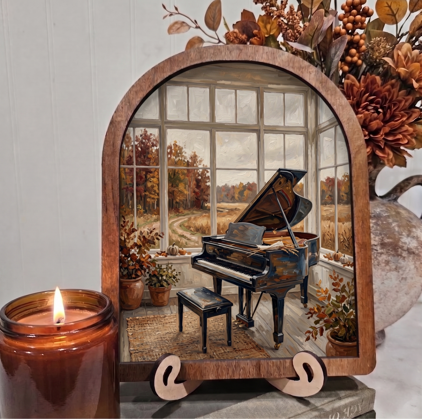 Arch Fall Grand Piano Sunroom Framed Art Halloween