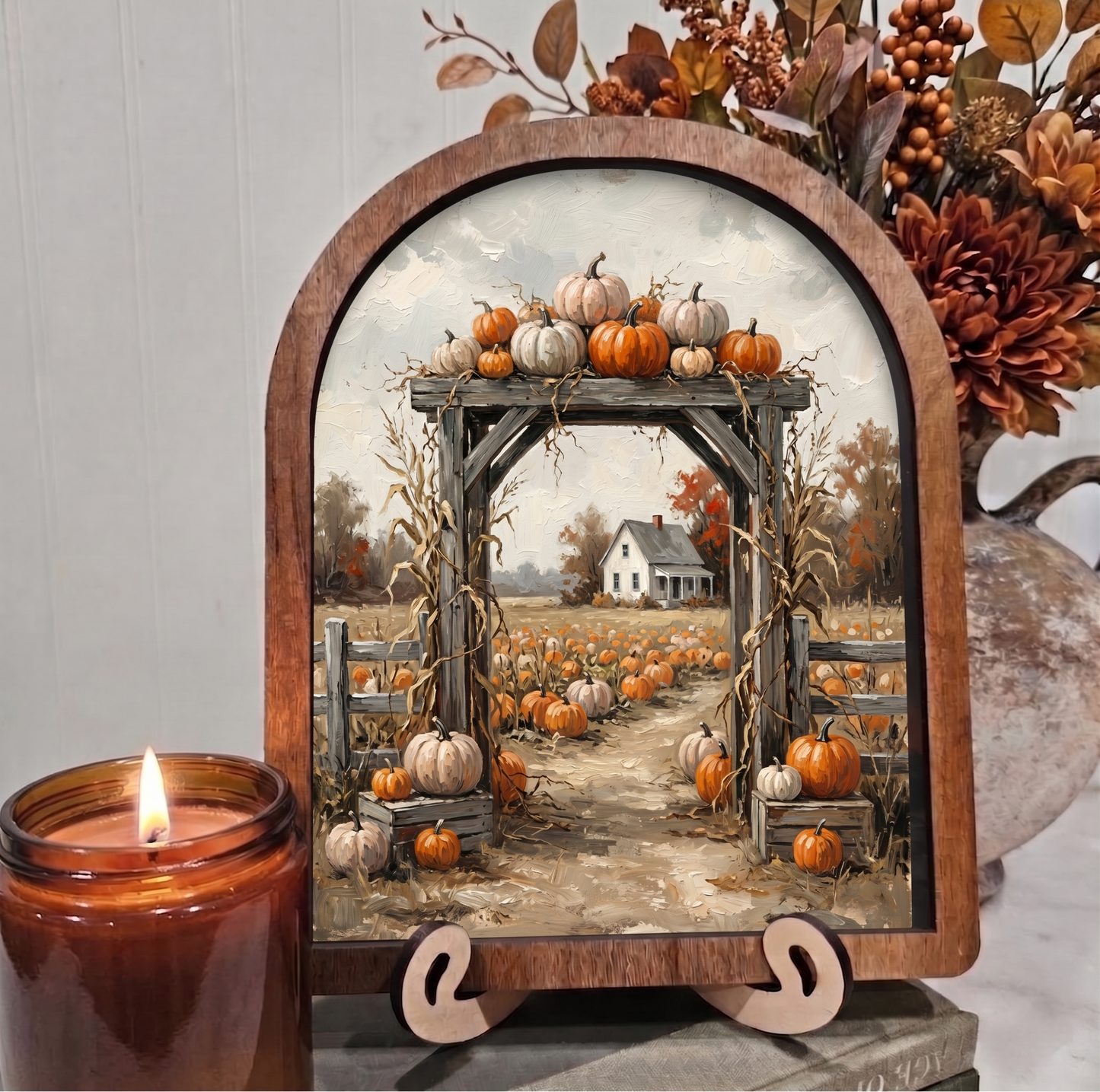 Arch Fall Farm Entrance Pumpkin Patch Framed Art Halloween
