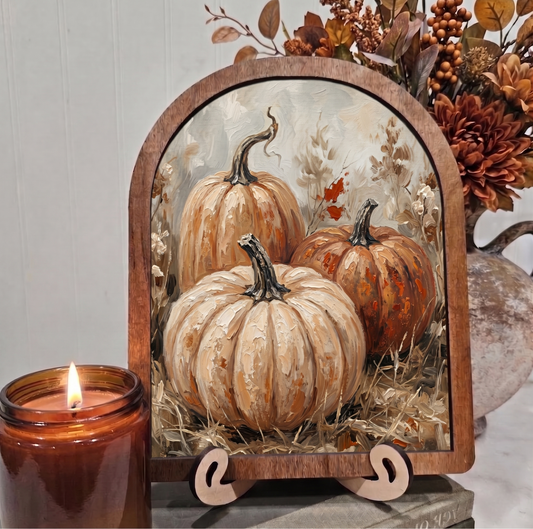 Arch Pumpkin Trio Framed Art Halloween Fall