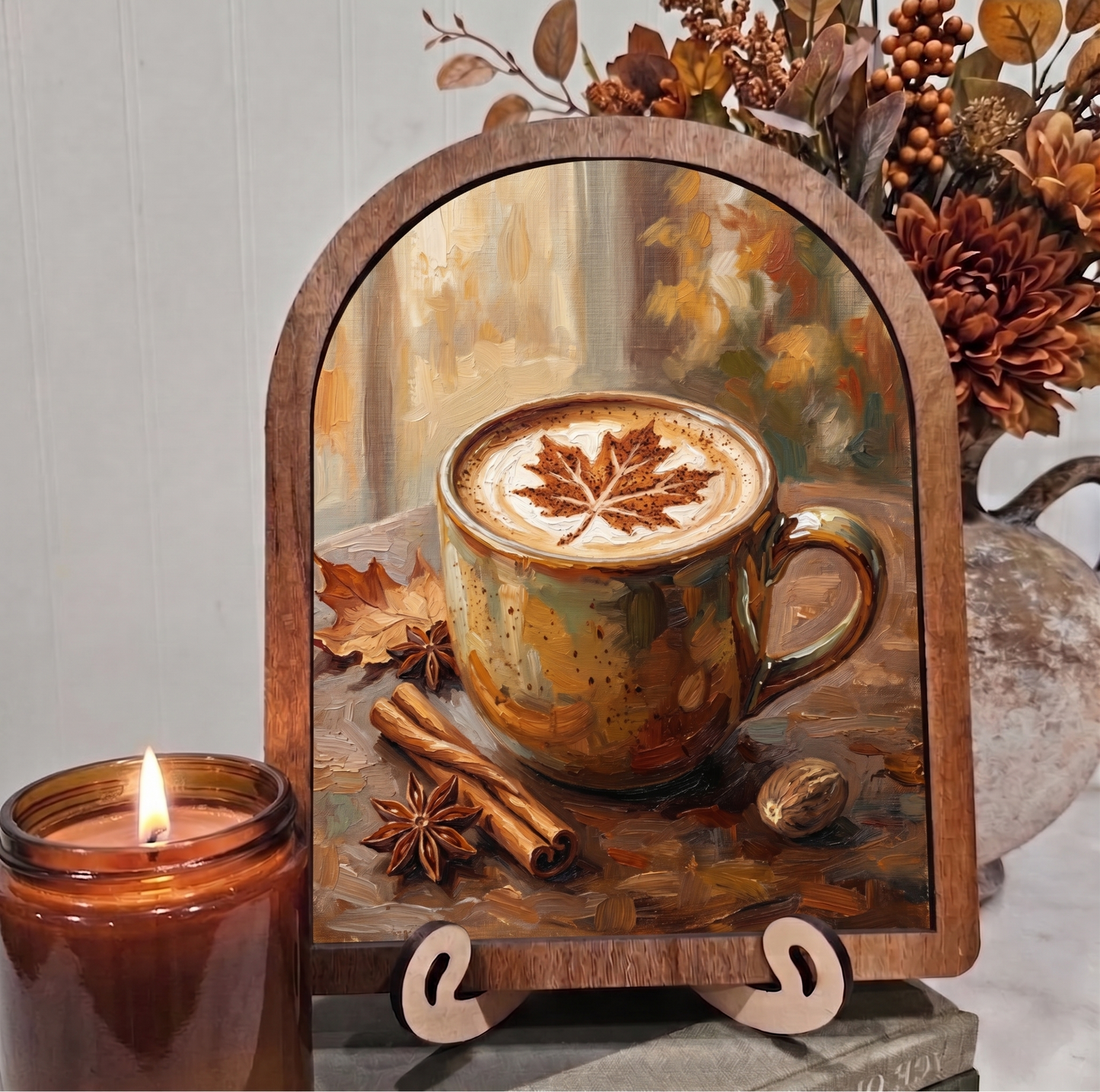 Arch Fall Coffee Pumpkin Spice Latte Framed Art Halloween