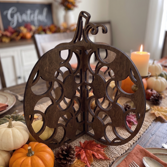 Scroll 3D Wood Pumpkin Fall Decor Table Filler Halloween