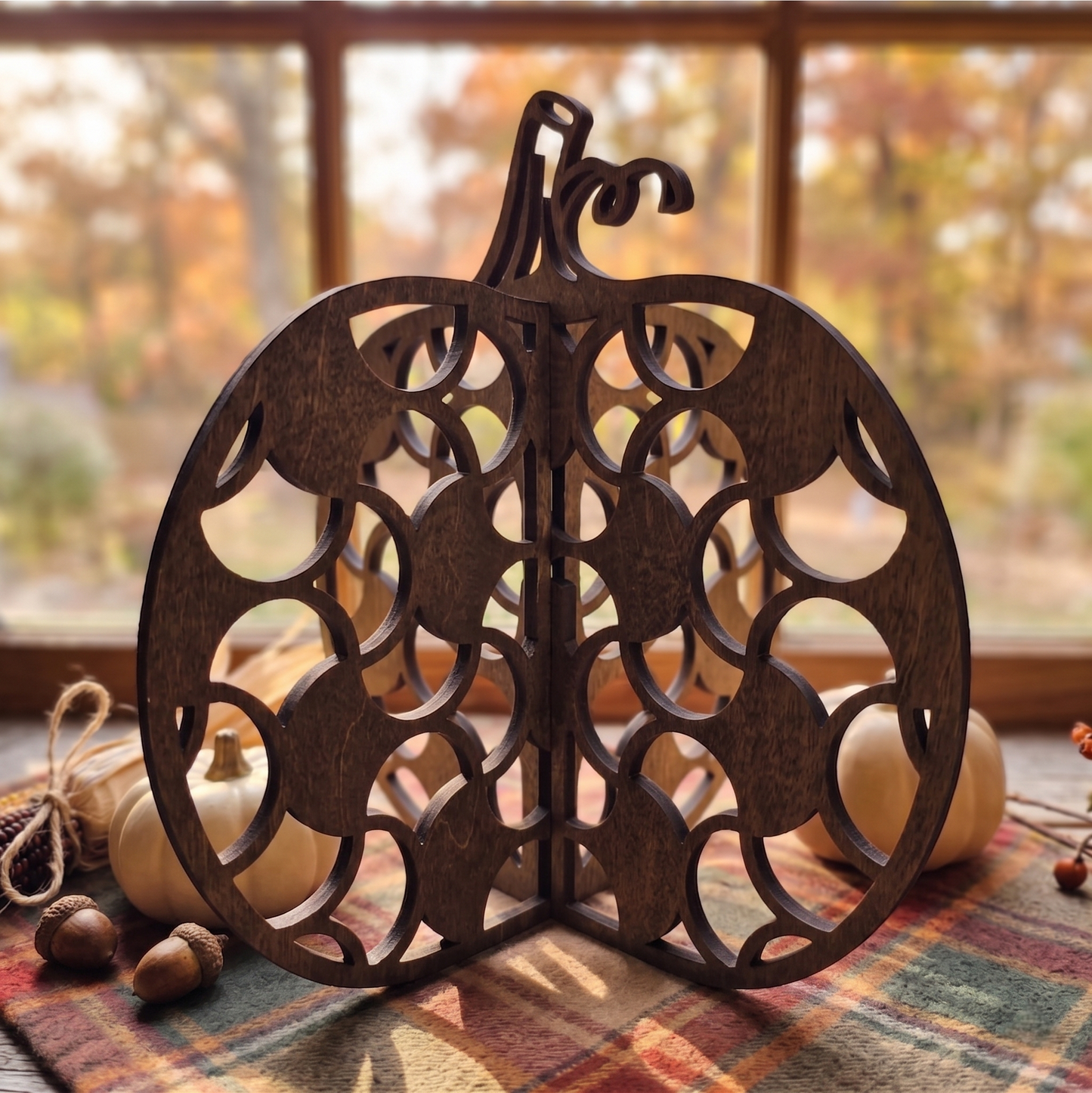 Scroll 3D Wood Pumpkin Fall Decor Table Filler Halloween