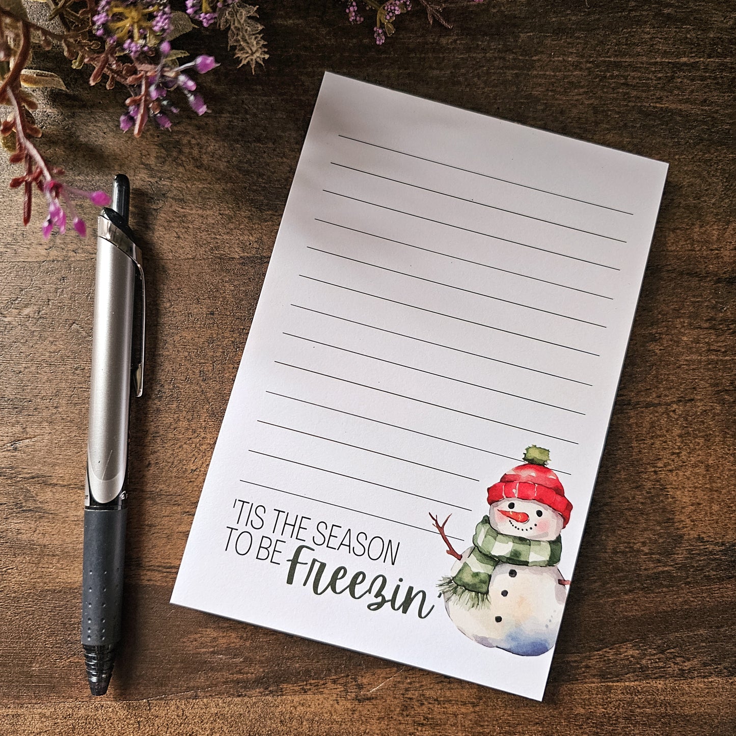 Tis' The Season To Be Freezin' Snowman Winter Notepad