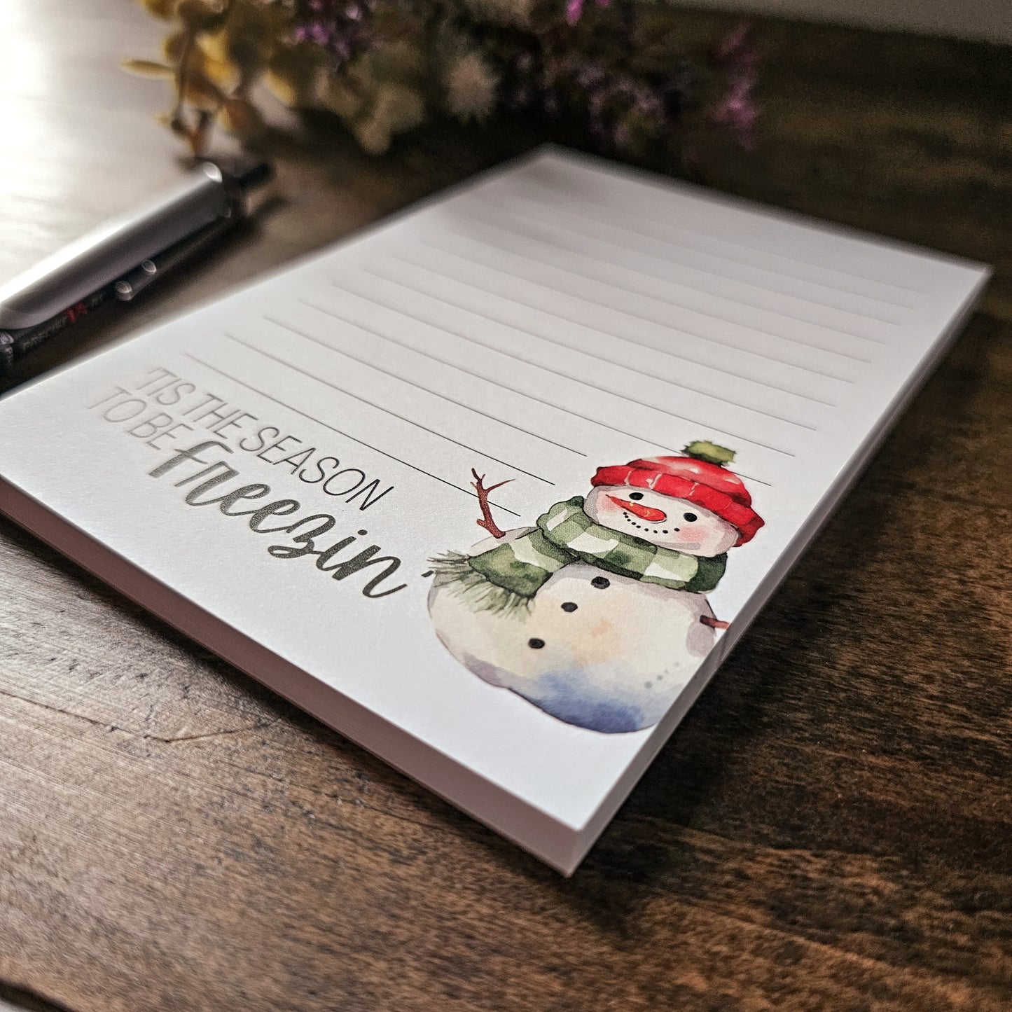 Tis' The Season To Be Freezin' Snowman Winter Notepad