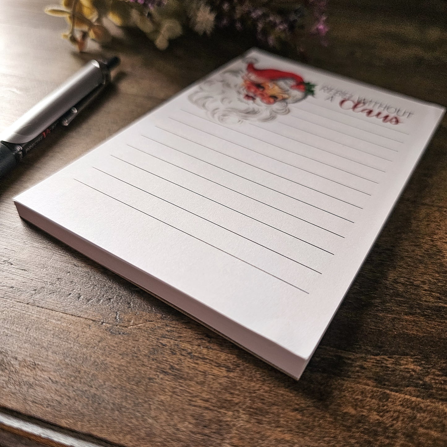 Rebel Without A Claus Vintage Santa Christmas Notepad