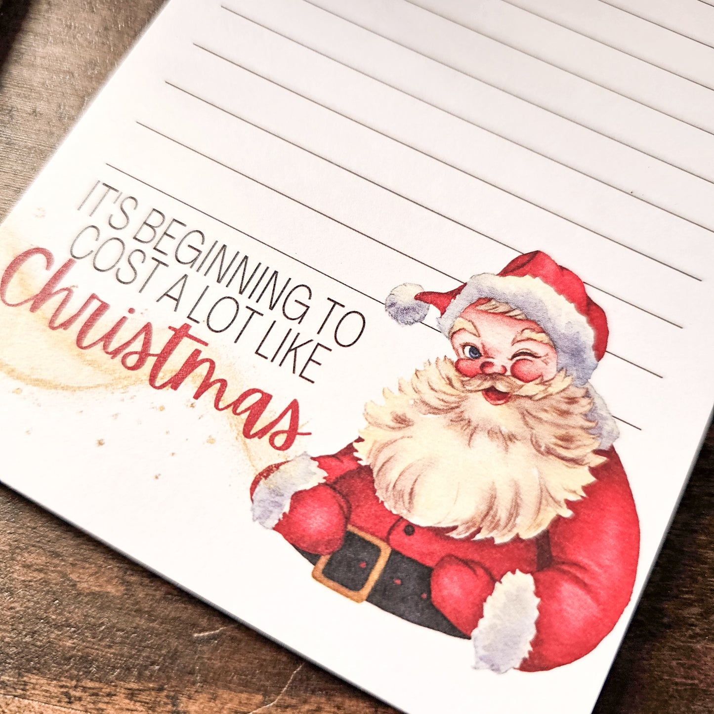 Cost A Lot Like Christmas Vintage Santa Notepad