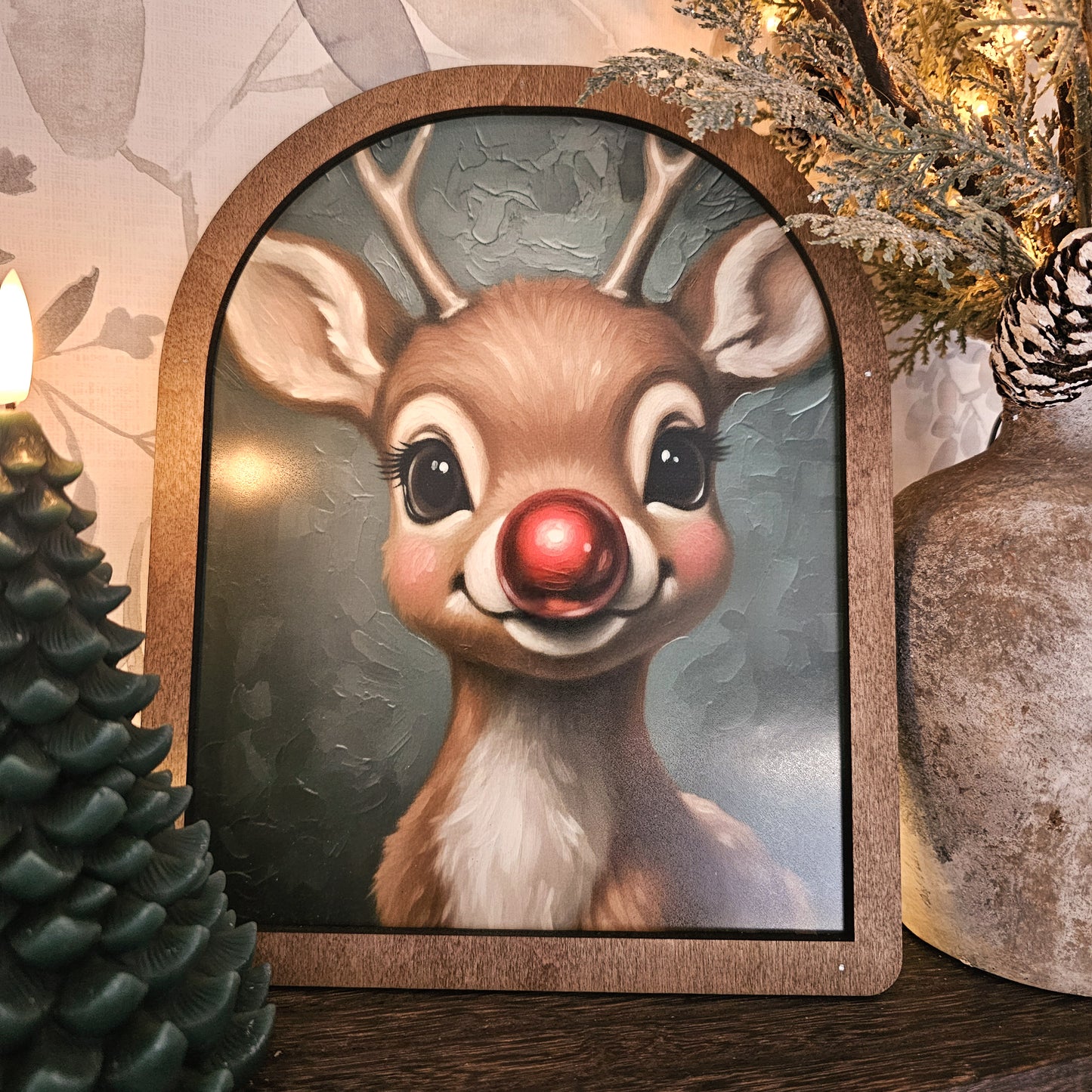 Arch Christmas Red-Nosed Reindeer Framed Art