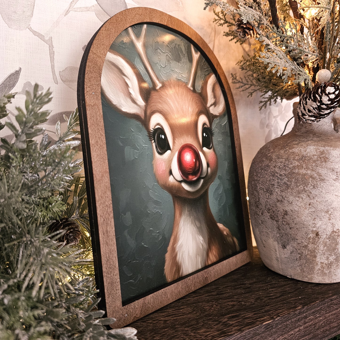 Arch Christmas Red-Nosed Reindeer Framed Art