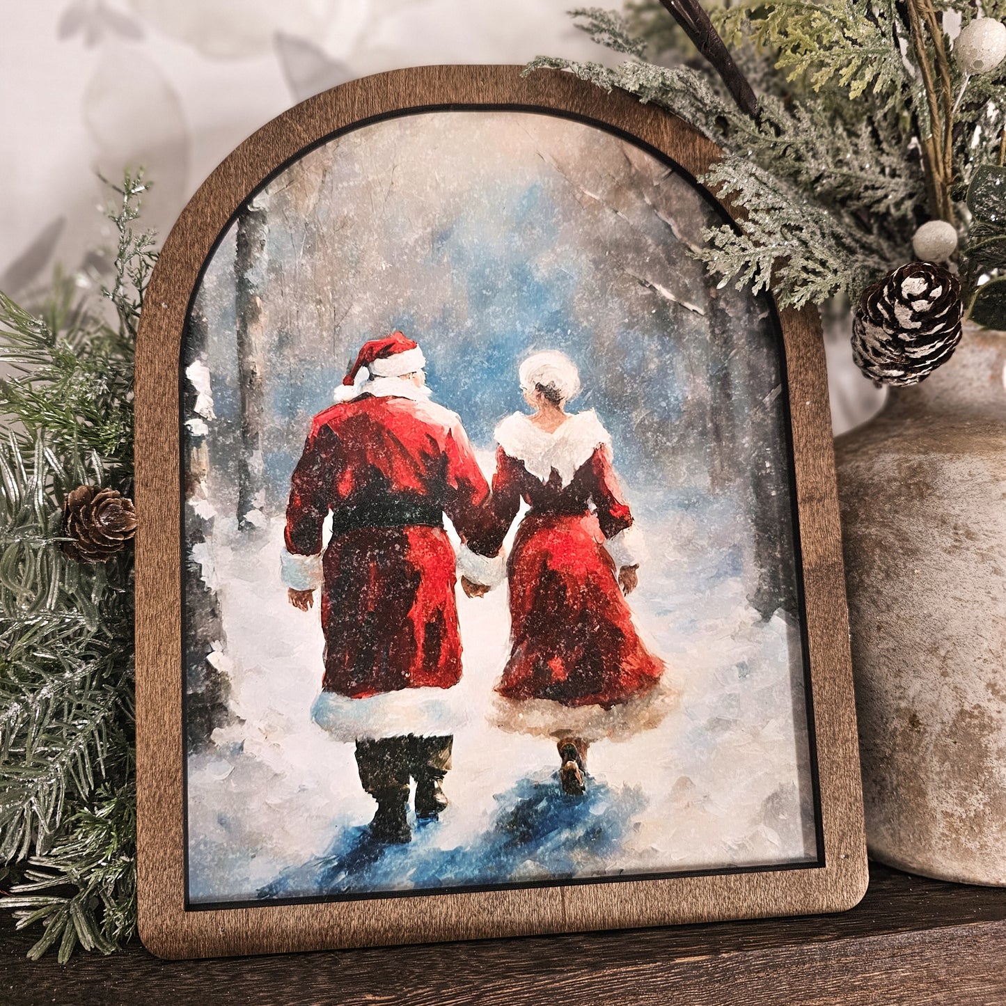 Arch Mr. And Mrs. Santa Claus Framed Art
