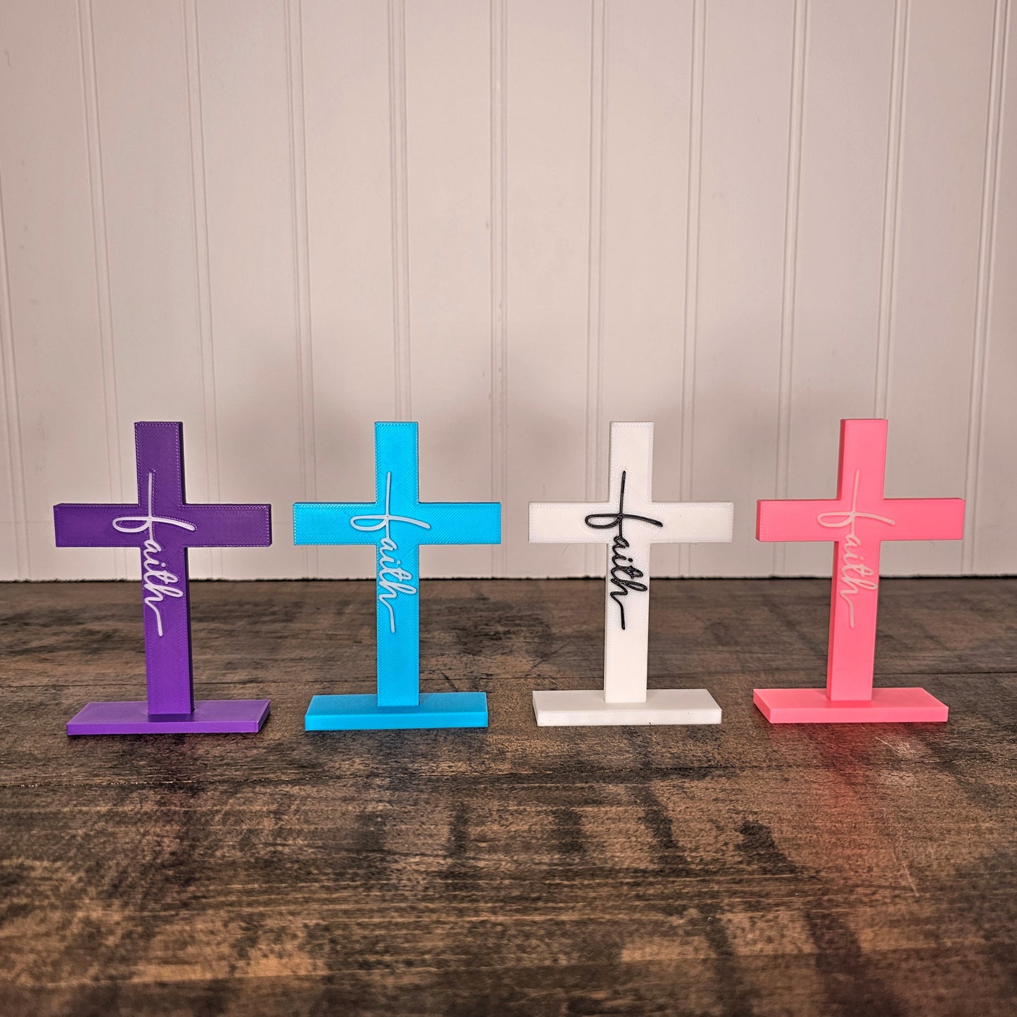 Spring Faith Cross: Purple, Pink, Blue, White, Pink