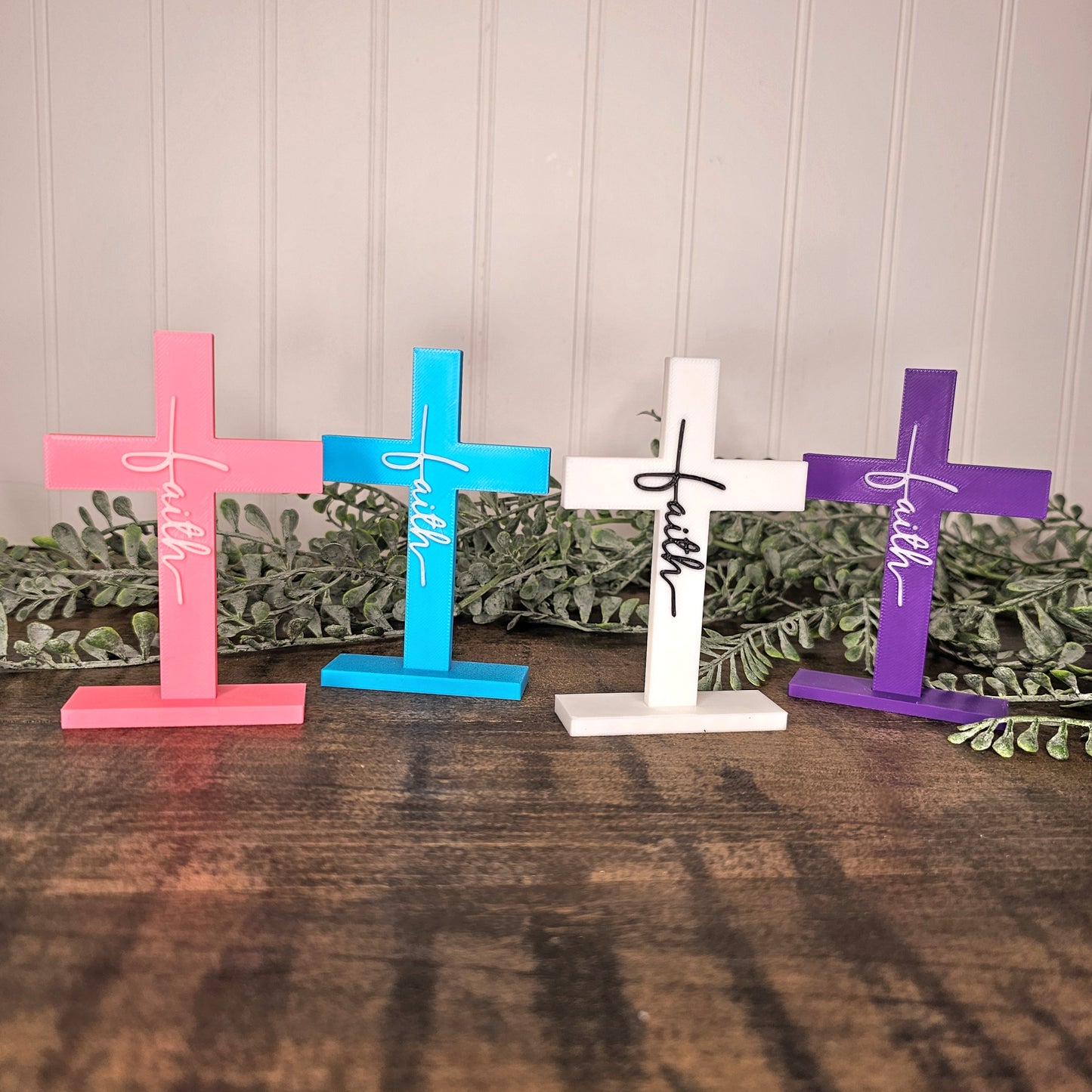 Spring Faith Cross: Purple, Pink, Blue, White, Pink
