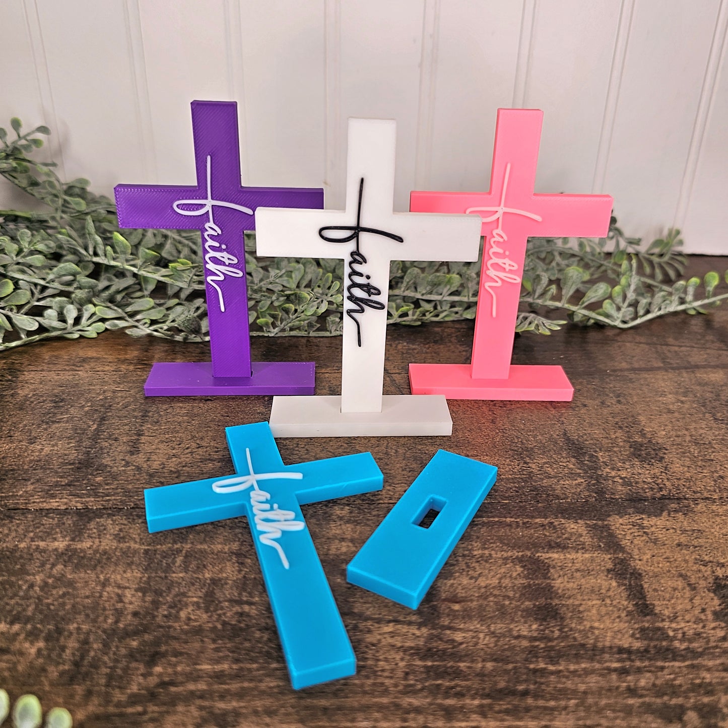Spring Faith Cross: Purple, Pink, Blue, White, Pink