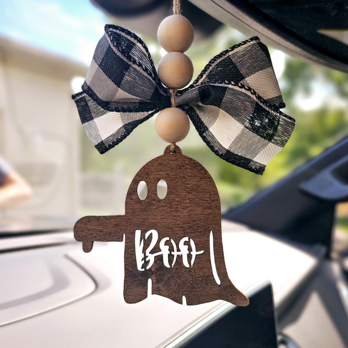 Boo Ghost Thumbs Down Car Charm Halloween Fall