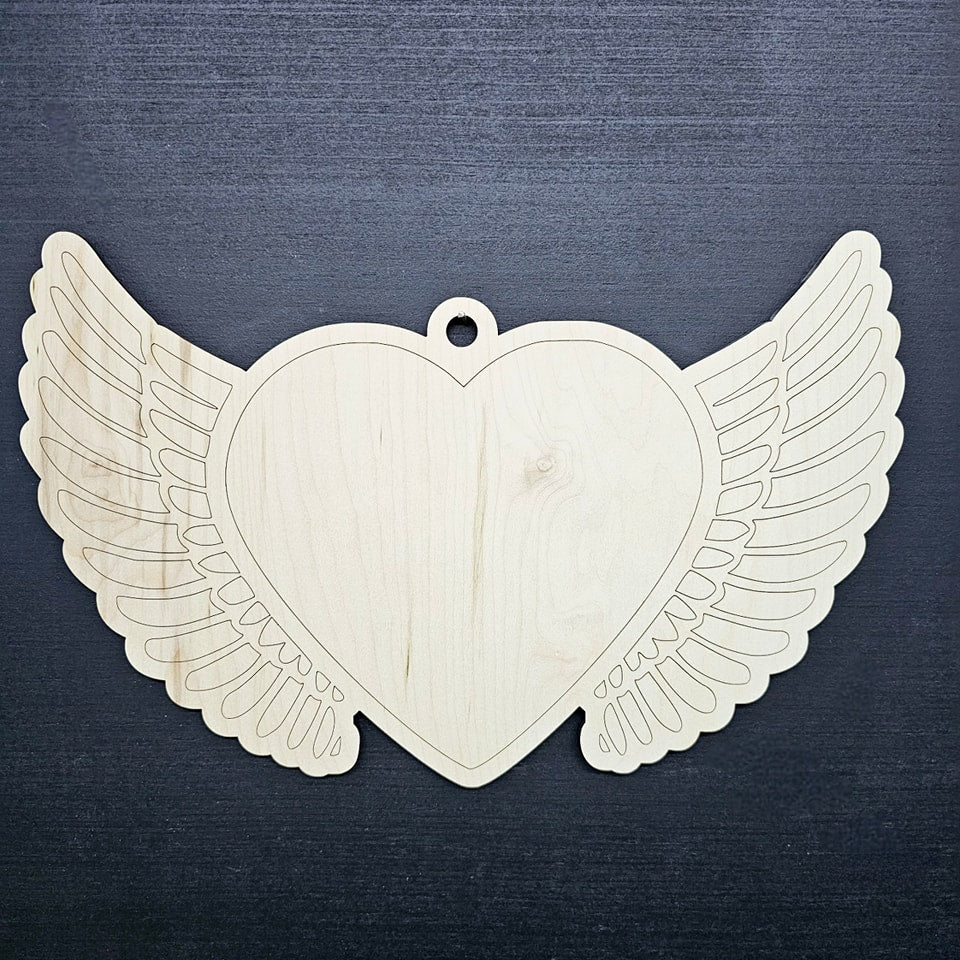 15" Unfinished Wood Angel Wings Door Hanger Sign Craft