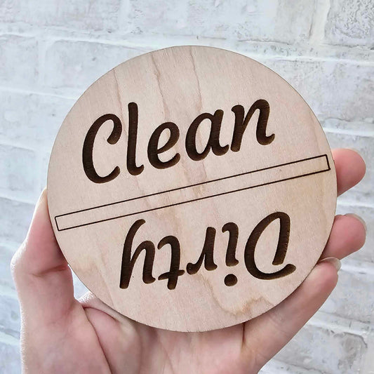 Clean Dirty Wood Dishwasher Magnet