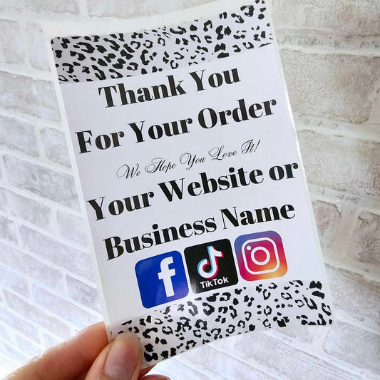 Pack of 20: 4x6 Labels Custom Business Thank You Cheetah Stickers Gloss