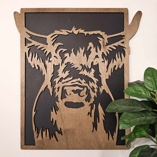 Large Wood 23" Highland Cow Wall Art Sign