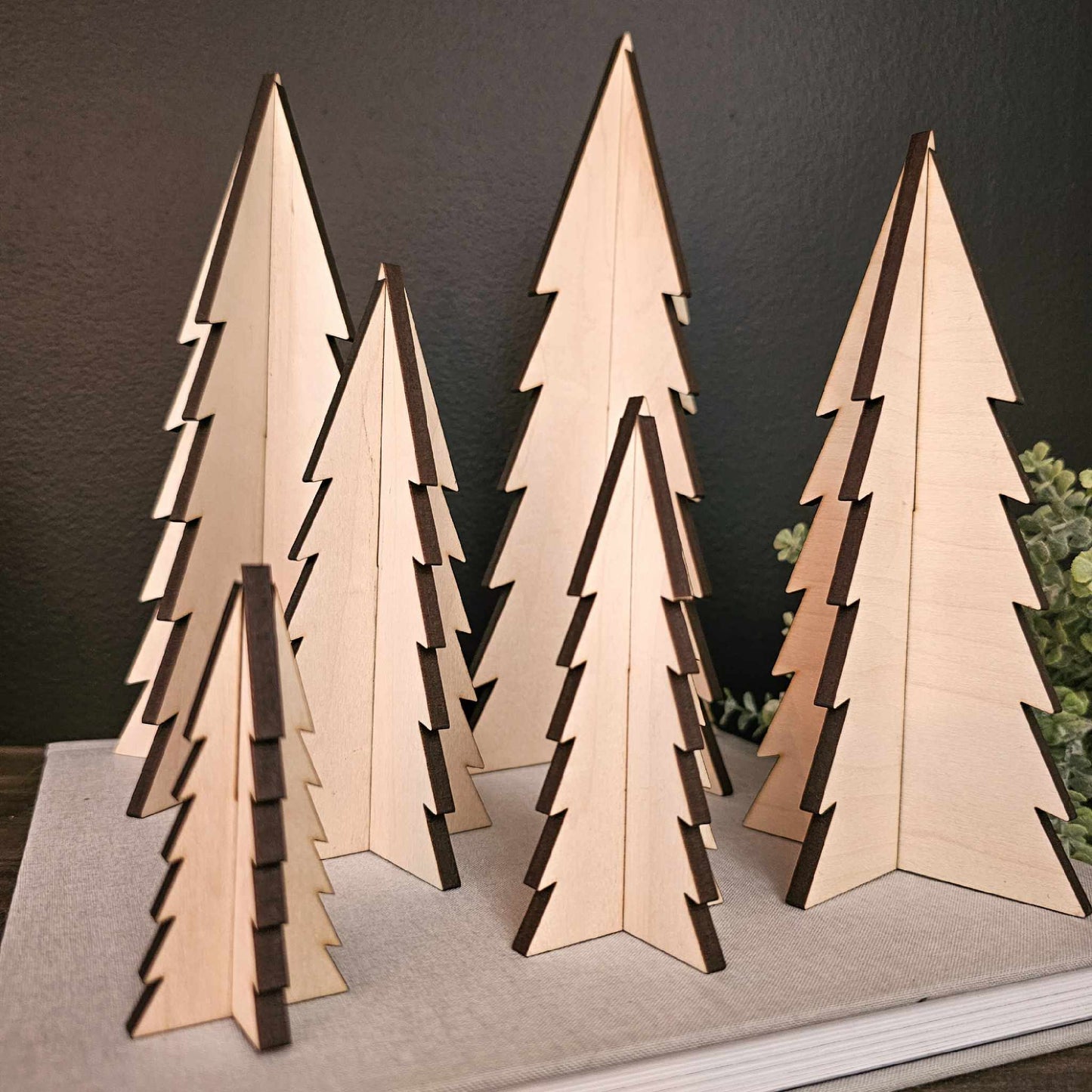 Wood 3D Blank Unfinished Trees Holiday Christmas Decor DIY Craft