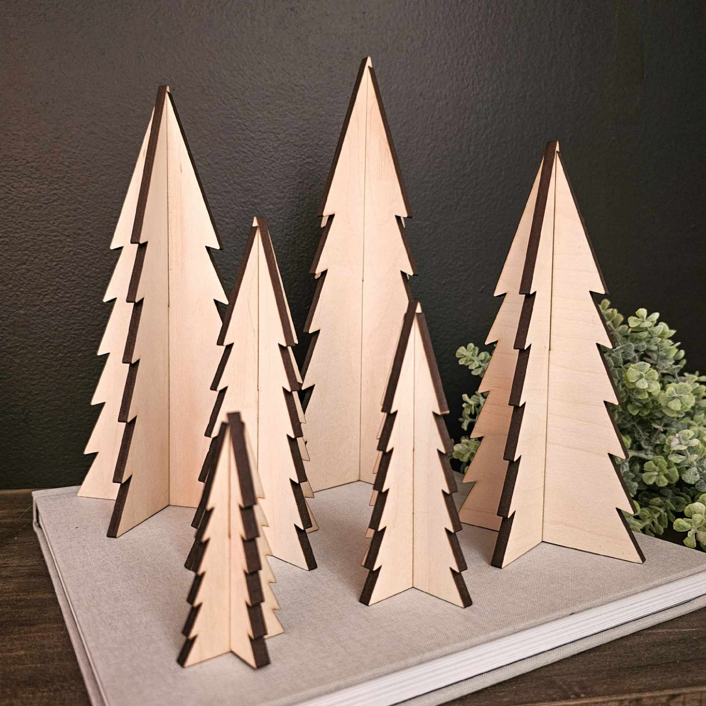 Wood 3D Blank Unfinished Trees Holiday Christmas Decor DIY Craft