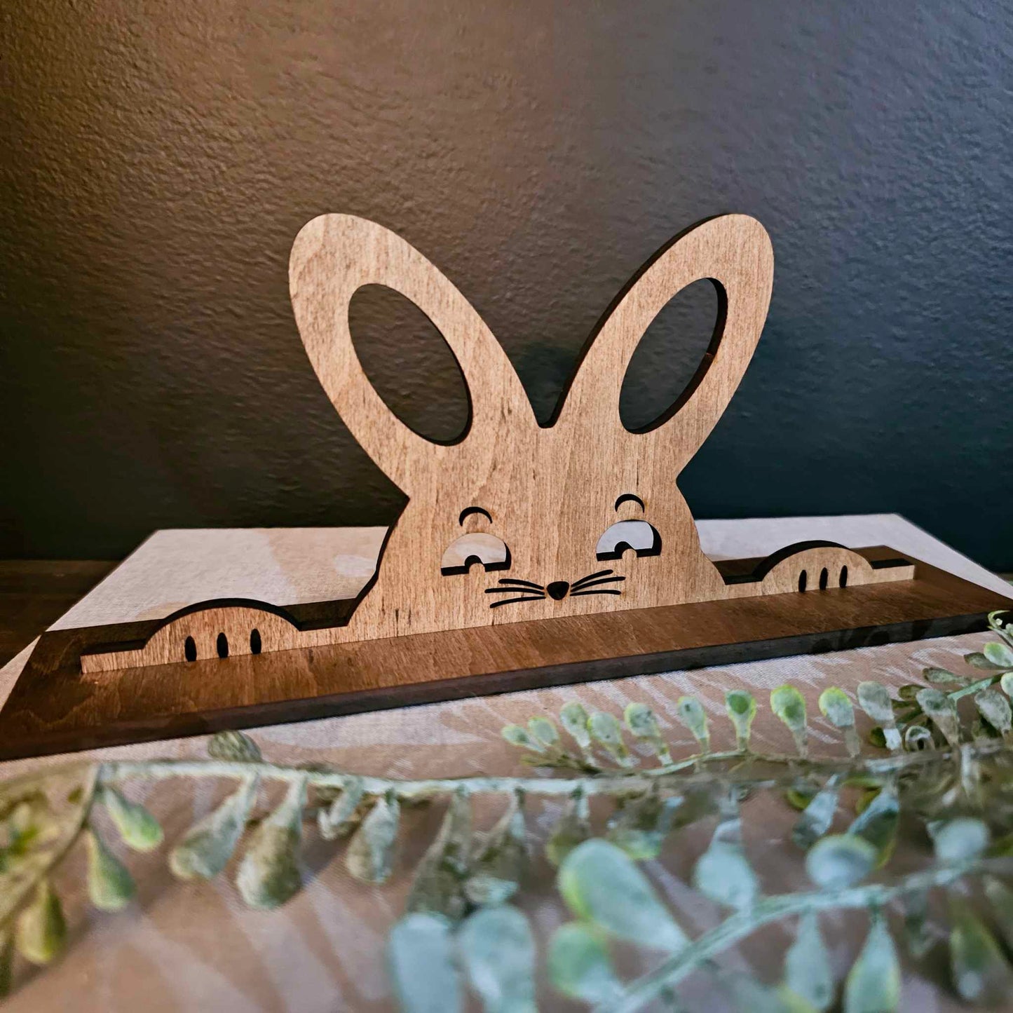 Peek-A-Boo Bunny Easter Decor Tiered Tray Sign Spring Decor Rabbit