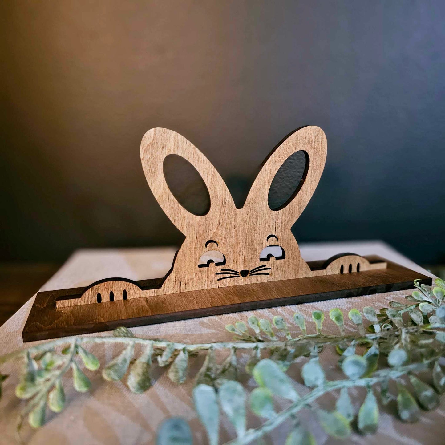 Peek-A-Boo Bunny Easter Decor Tiered Tray Sign Spring Decor Rabbit
