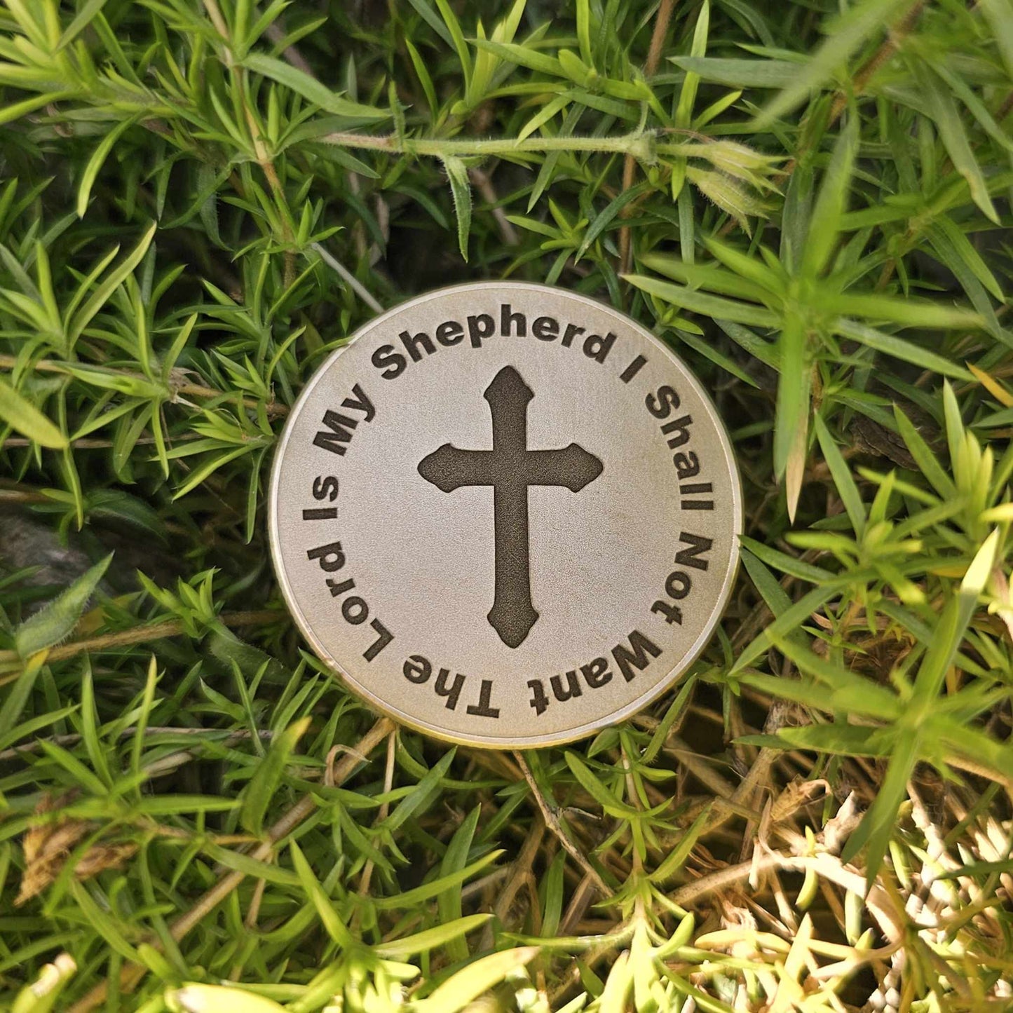 Brass Prayer Coin Psalm 23 Christian Faith- Double Sided