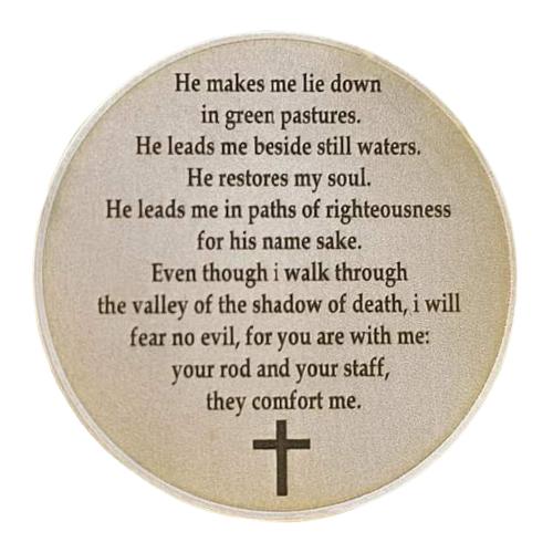 Brass Prayer Coin Psalm 23 Christian Faith- Double Sided