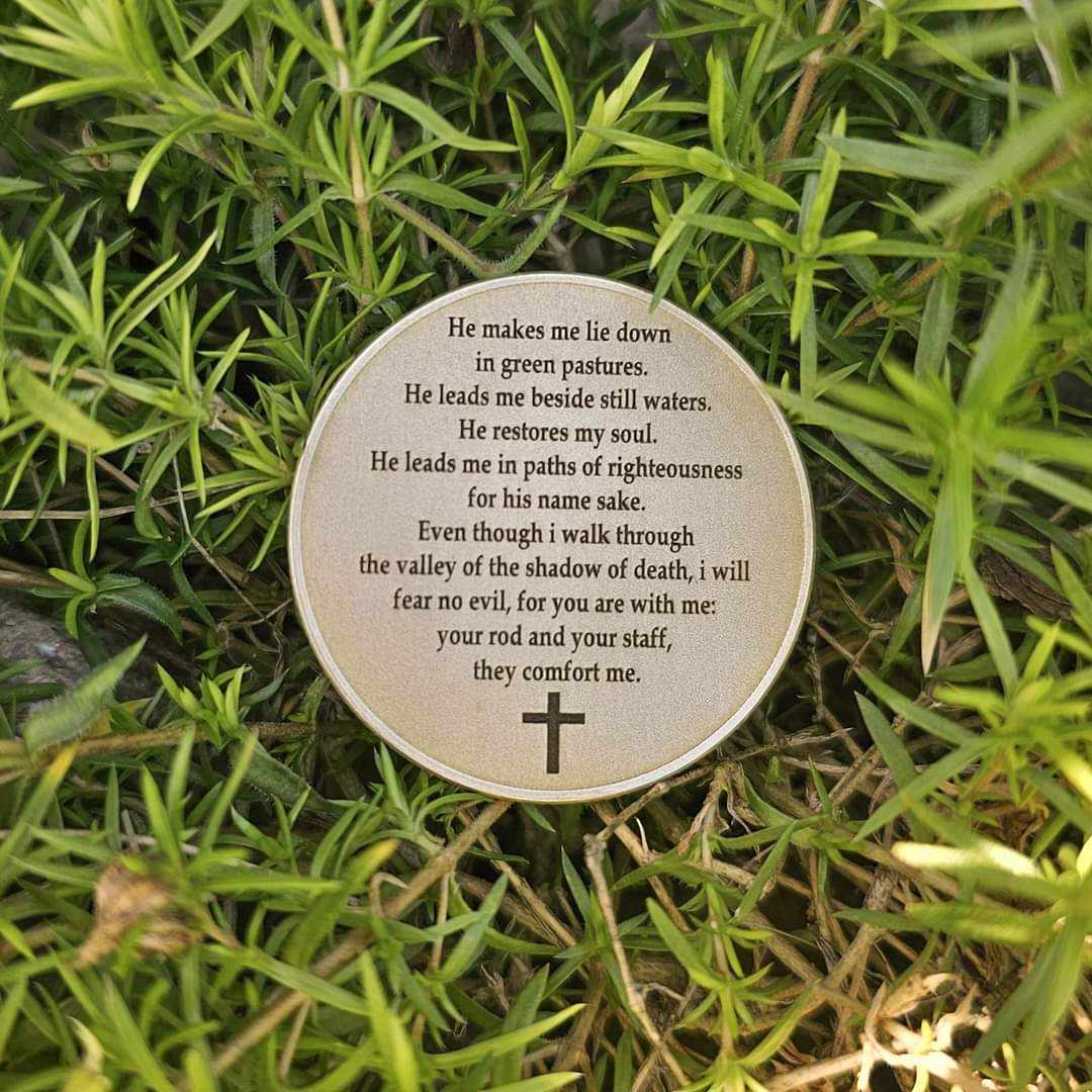 Brass Prayer Coin Psalm 23 Christian Faith- Double Sided