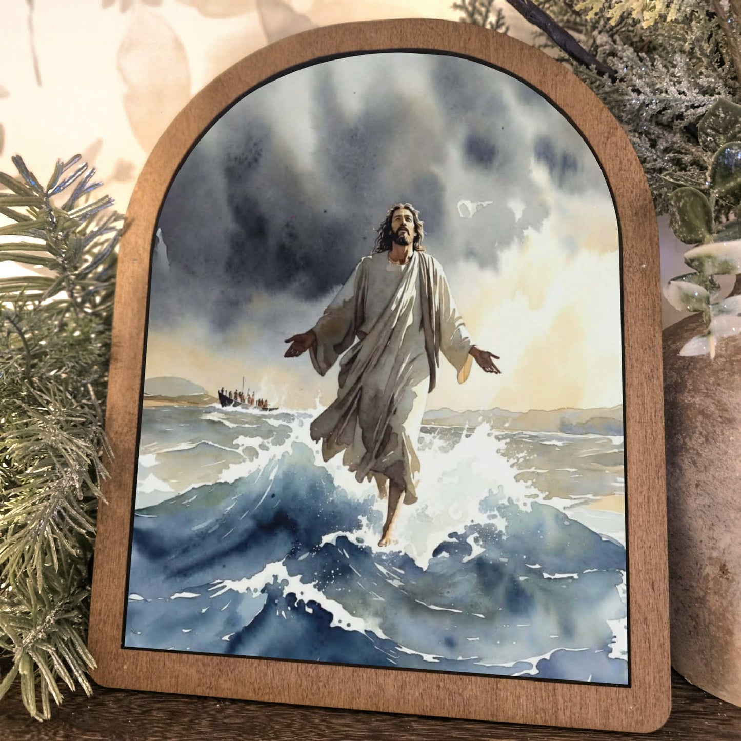 Jesus Walking on Water Christian Faith Framed Art