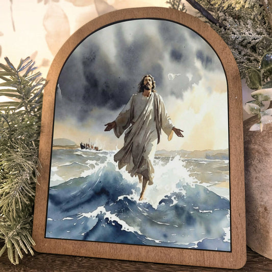 Jesus Walking on Water Christian Faith Framed Art