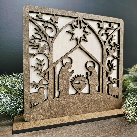 Nativity Scene Sign Holiday Christmas Decor