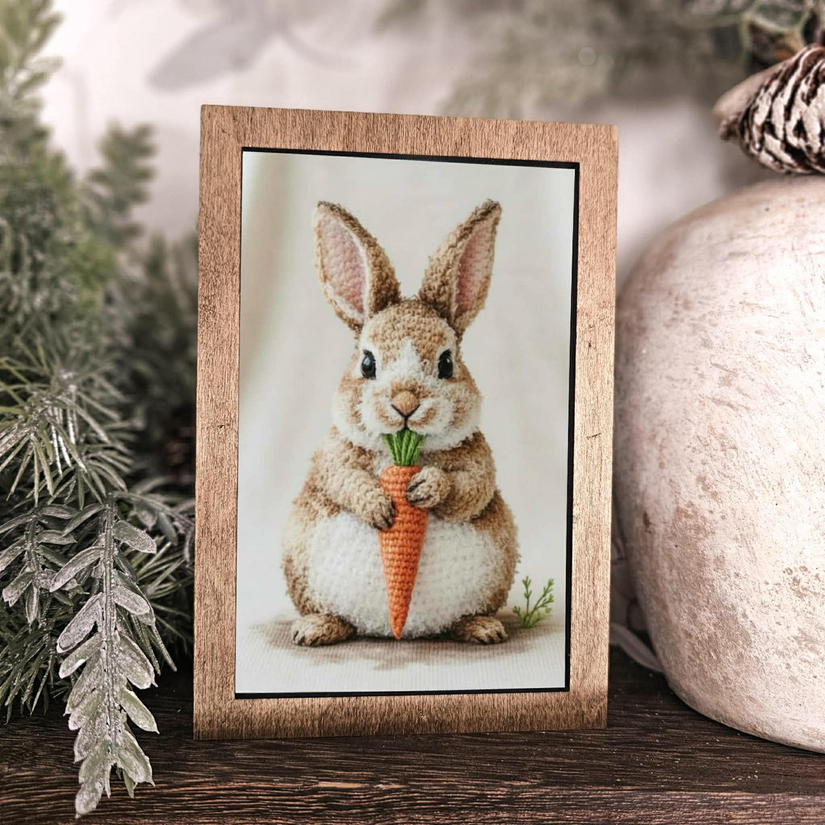 BD Lasers 4x6 wood block sign - Knitted Bunny