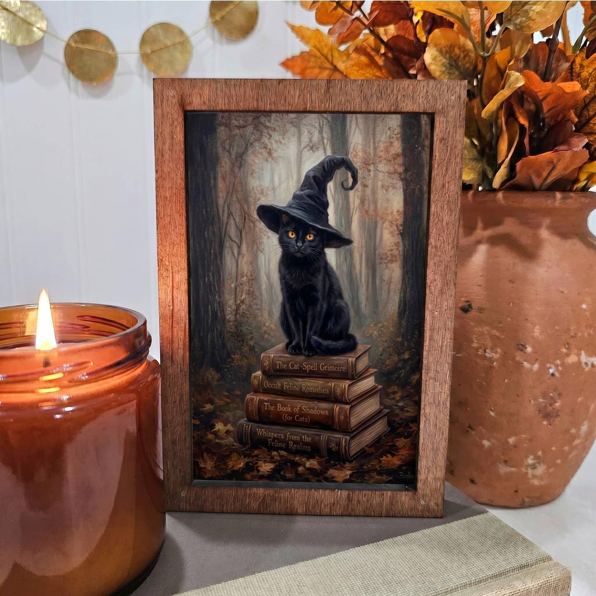 BD Lasers 4x6 wood block sign - Black Cat Books Fall