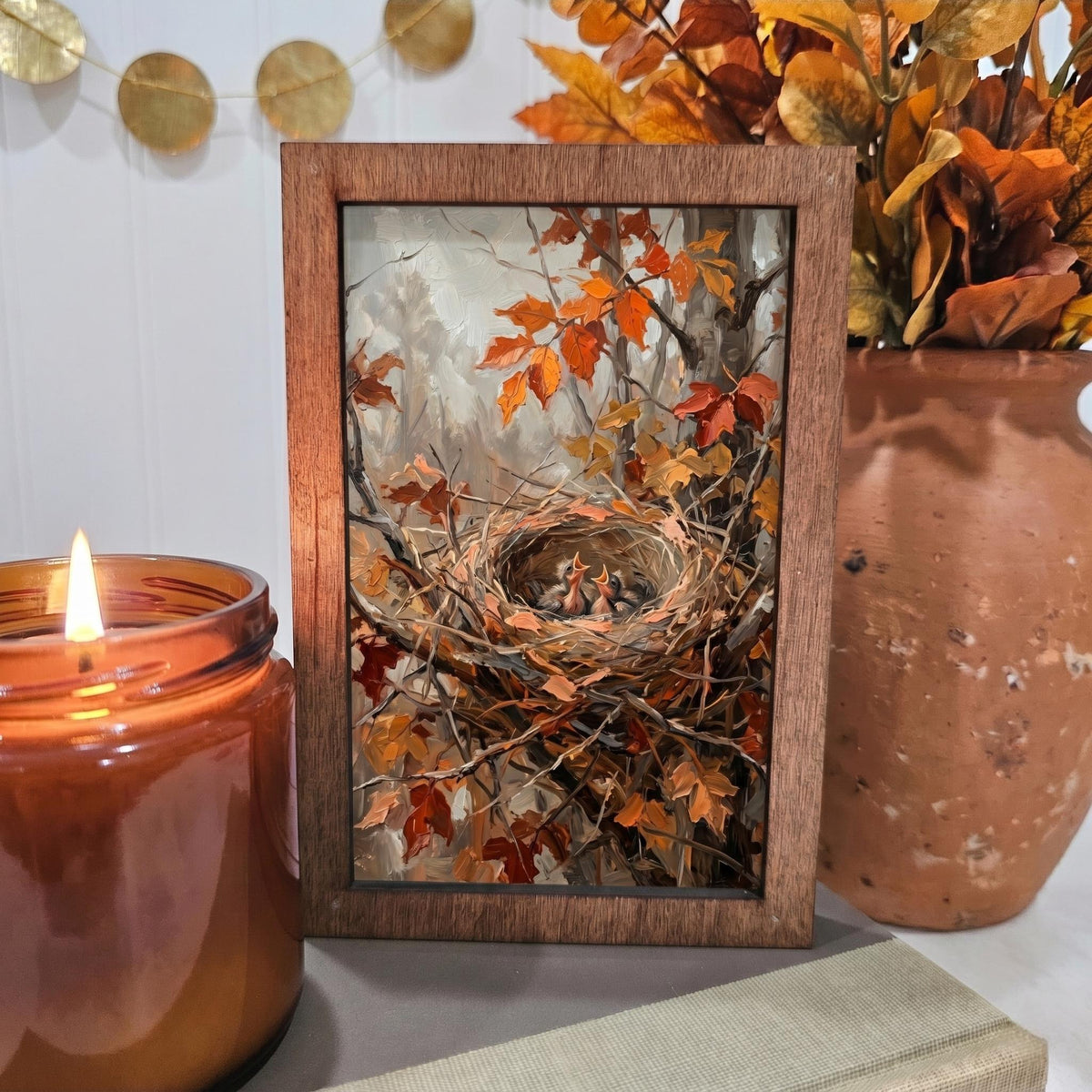 BD Lasers 4x6 wood block sign - Fall Baby Bird Nest